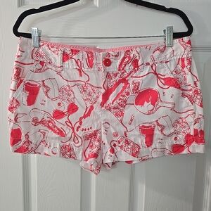 Lilly Pulitzer Holy Grail Spin the Bottle Chino Cotton Womens‎ Shorts Size 10